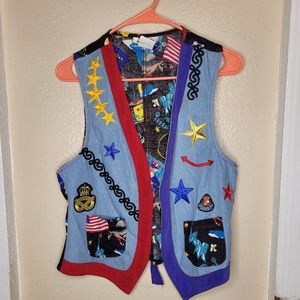 J Harris Vintage Vest Patriotic USA Independence Day 4th of july Mens Size 4
